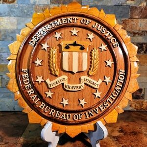 Department Of Justice  • Federal Bureau Of Investigation Wood Wall Plaque •